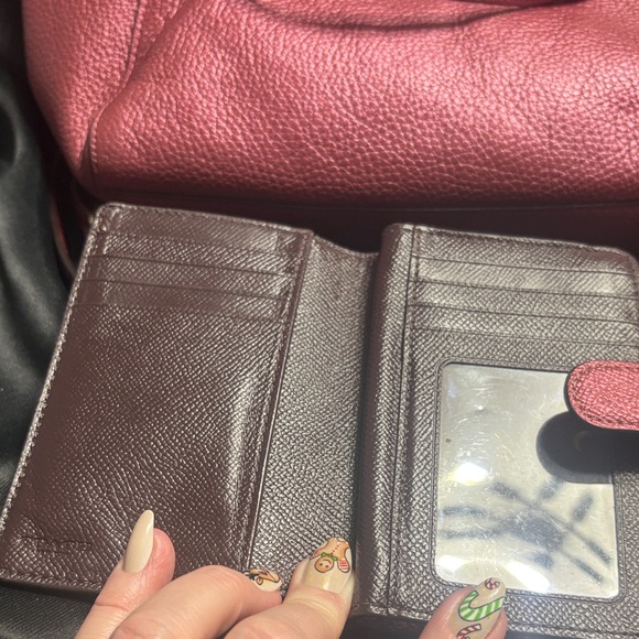 Coach Kelsey Metallic Berry Leather Shoulder Bag - Picture 9 of 11